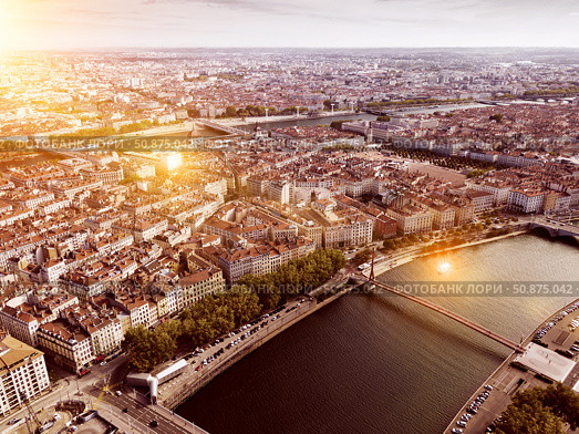Aerial view of Lyon (2018 год). Стоковое фото, фотограф Яков Филимонов / Фотобанк Лори