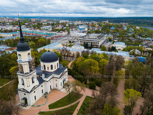 Aerial view of Trinity Cathedral in Kaluga (2019 год). Стоковое фото, фотограф Яков Филимонов / Фотобанк Лори