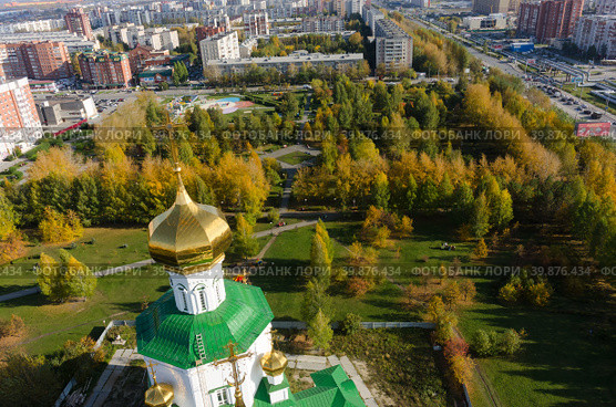 Aerial view on Square of Deputies. Tyumen. Russia (2016 год). Стоковое фото, фотограф Сергей Буторин / Фотобанк Лори