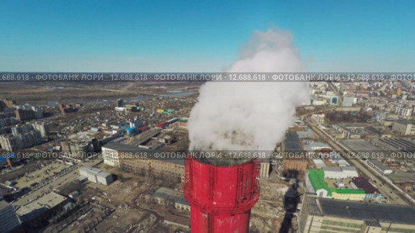 Аэросъемка - ТЭЦ. Стоковое видео, видеограф Владимир Иванович Жилко / Фотобанк Лори