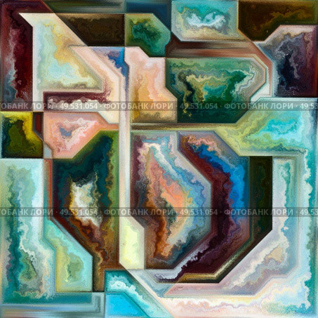 Affinity of Forms series. Collage background of colorful shapes and textures on the subject of art, design, creativity and imagination. Стоковое фото, агентство Ingram Publishing / Фотобанк Лори