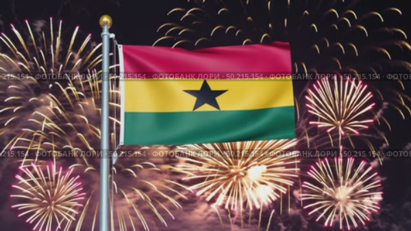 AI Generative The national flag of the independence of the state of Ghana, background of fireworks. Стоковое AI-видео, аниматор Spirit River / Фотобанк Лори