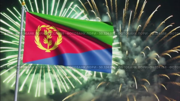 AI Generative The national flag of the independence of the state of Eritrea, background of fireworks. Стоковое AI-видео, аниматор Spirit River / Фотобанк Лори