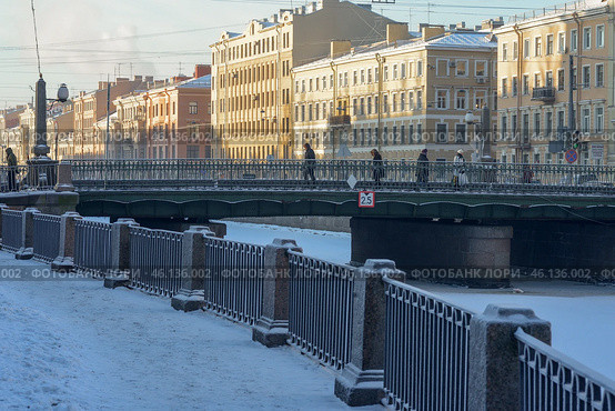 Аларчин мост в Санкт-Петербурге зимой (2013 год). Стоковое фото, фотограф Александр Алексеев / Фотобанк Лори
