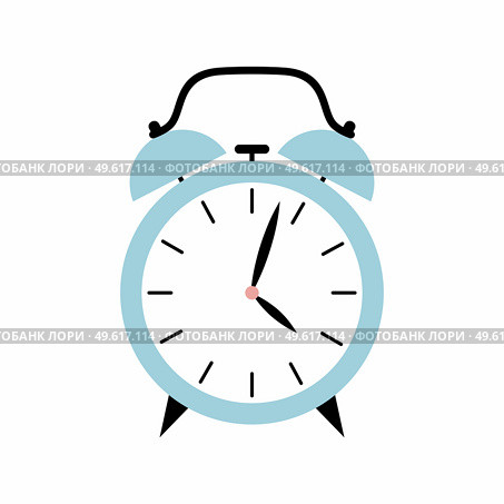 Alarm clock on a white background. Vector illustration. Стоковая иллюстрация, агентство Ingram Publishing / Фотобанк Лори