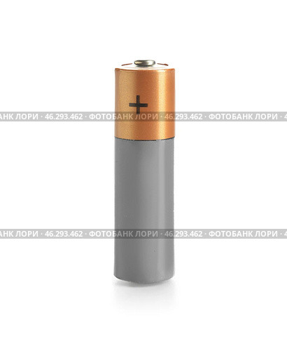 Alkaline battery isolated on white background. Стоковое фото, фотограф Pixel_shot / Фотобанк Лори