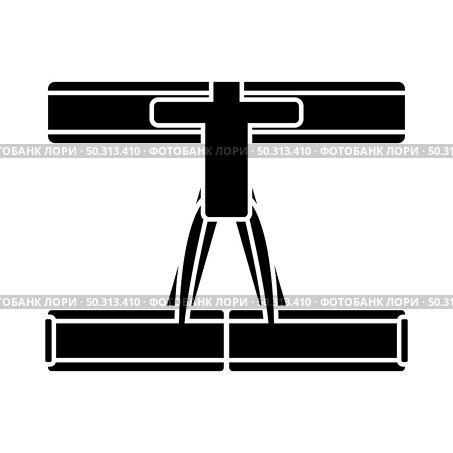 Alpinist Belay Belt Icon. Black Stencil Design. Vector Illustration. Стоковая иллюстрация, агентство Ingram Publishing / Фотобанк Лори