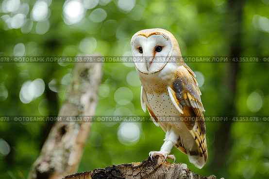 Амбарная сова (Tyto alba) Стоковое AI-изображение, AI-художник Щеголева Ольга / Фотобанк Лори