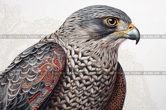 Amur Falcon on a light background,, watercolor style, Generative AI. Стоковое AI-изображение, AI-художник Анна Кривицкая / Фотобанк Лори