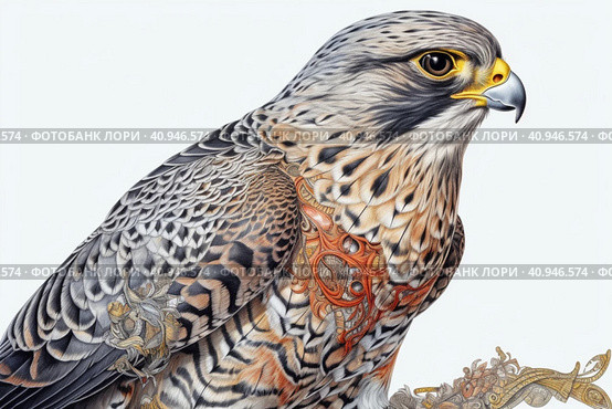 Amur Falcon on a light background,, watercolor style, Generative AI. Стоковое AI-изображение, AI-художник Анна Кривицкая / Фотобанк Лори