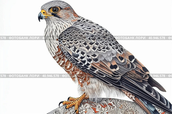 Amur Falcon on a light background,, watercolor style, Generative AI. Стоковое AI-изображение, AI-художник Анна Кривицкая / Фотобанк Лори