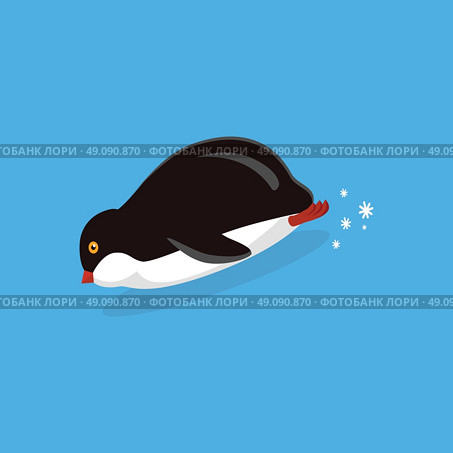 Animal penguin design flat. Bird penguin vector, cartoon polar animal winter isolated, wild penguin character illustration. Стоковая иллюстрация, агентство Ingram Publishing / Фотобанк Лори