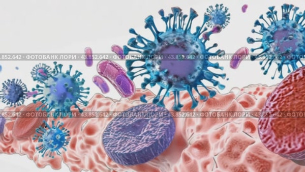 Animated background with bacteria and viruses. Стоковое AI-видео, аниматор Юрий Поздников / Фотобанк Лори
