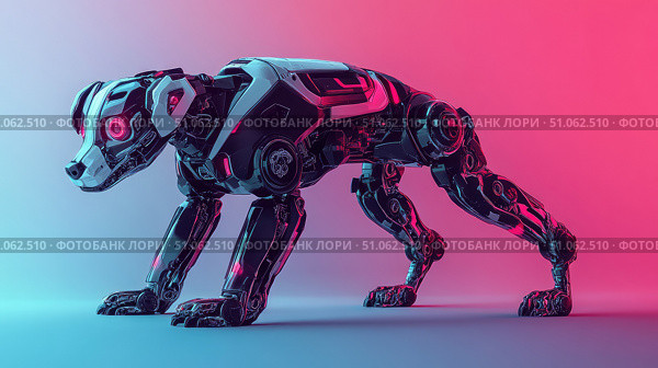 animation animating robot dog ai generated. Стоковое AI-изображение, AI-художник Vectorwin / Фотобанк Лори