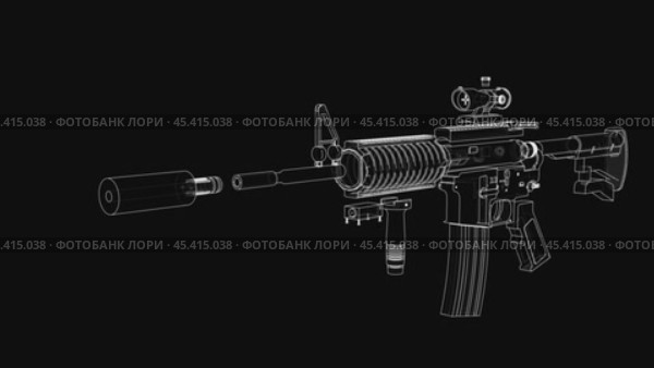 Animation of disassembling a military assault rifle. Стоковая анимация, аниматор Кирилл Черезов / Фотобанк Лори