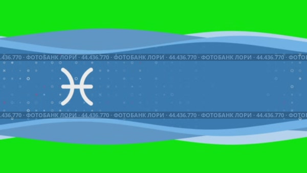 Анимация движения волн синего баннера с белым символом зодиака рыбы слева. На заднем плане изображены маленькие белые фигуры. Бесшовная закольцованная анимация в формате 4k на фоне в цветовой гамме. Стоковое видео, видеограф Карпенко Алексей / Фотобанк Лори