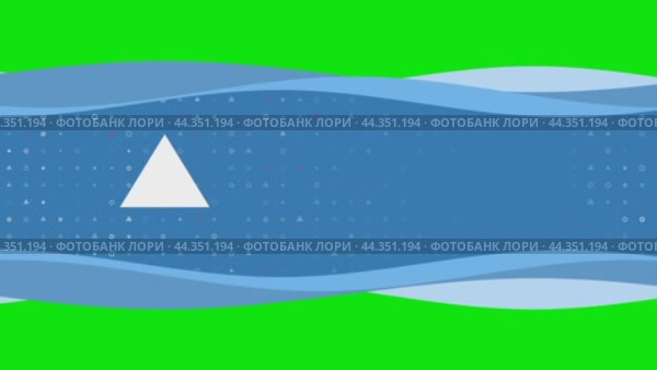 Анимация движения волн синего баннера с символом белого треугольника слева. На заднем плане изображены маленькие белые фигуры. Бесшовная закольцованная анимация в формате 4k на фоне в цветовой гамме. Стоковое видео, видеограф Карпенко Алексей / Фотобанк Лори