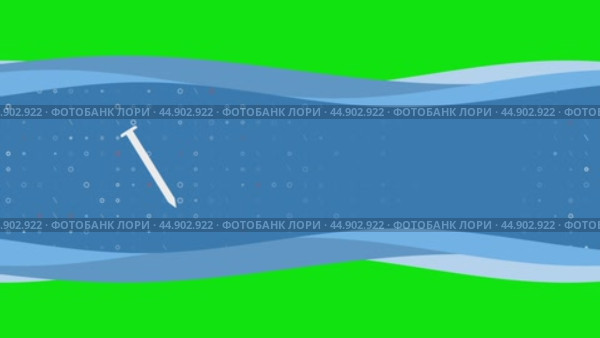 Анимация движения волн синего баннера с символом гвоздя из белого металла слева. На заднем плане изображены маленькие белые фигуры. Бесшовная закольцованная анимация в формате 4k на фоне в цветовой гамме. Стоковое видео, видеограф Карпенко Алексей / Фотобанк Лори