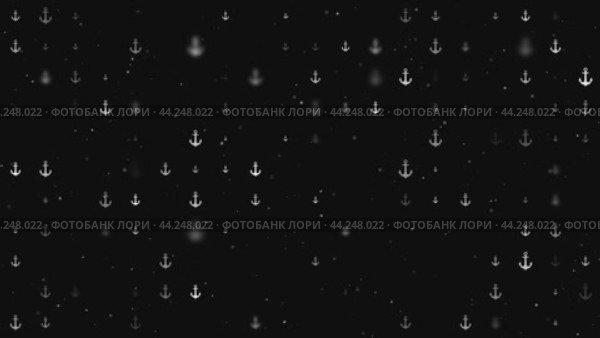 Анимация шаблона, состоящая из равномерно расположенных символов морского якоря разного размера и непрозрачности. Анимация прозрачности и размера. Бесшовная закольцованная анимация в формате 4k на черном фоне со звездами. Стоковое видео, видеограф Карпенко Алексей / Фотобанк Лори
