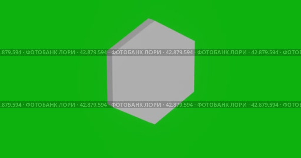 Анимация вращения белого шестиугольного символа с тенью. Простое и сложное вращение. Плавная закольцованная анимация в формате 4k на зеленом фоне в цветовой гамме. Стоковая анимация, аниматор Карпенко Алексей / Фотобанк Лори