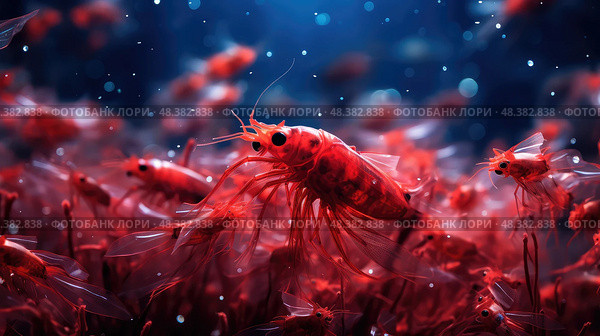 aquarium red shrimp ai generated. Стоковое AI-изображение, AI-художник Vectorwin / Фотобанк Лори