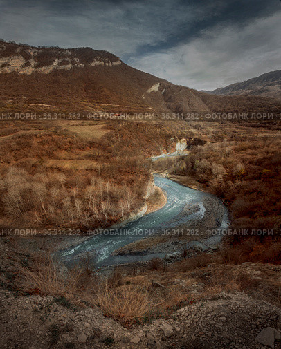 Argun Canyon in Chechnya mountains. Стоковое фото, фотограф Julia Shepeleva / Фотобанк Лори