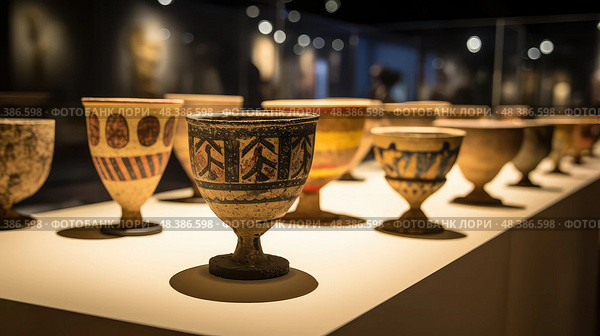 artifact ancient wine cup ai generated. Стоковое AI-изображение, AI-художник Vectorwin / Фотобанк Лори