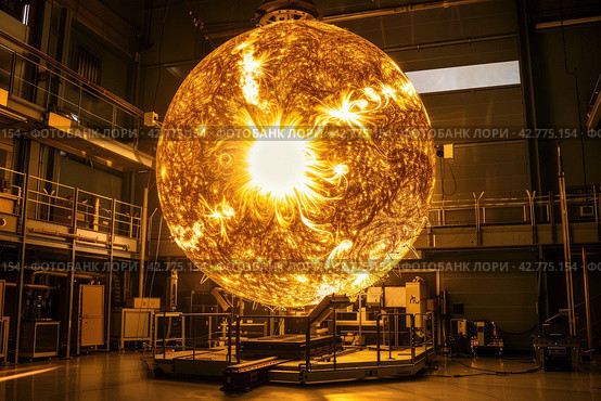 artificial sun in the laboratory. alternative energy source, future technologies, science. Стоковое AI-изображение, AI-художник Ольга Ильина / Фотобанк Лори