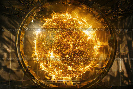 artificial sun in the laboratory. alternative energy source, future technologies, science. Стоковое AI-изображение, AI-художник Ольга Ильина / Фотобанк Лори