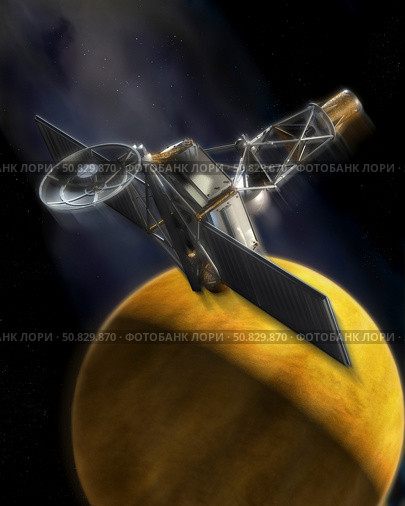 Artist's concept of the Mariner 2 space probe passing Venus. Стоковое фото, фотограф Steven Hobbs/Stocktrek Images / ТАСС / Фотобанк Лори