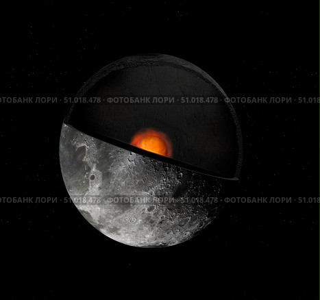 Artist's concept showing showing a possible inner core of the Earth's moon. Стоковое фото, фотограф Stocktrek Images, Inc. / ТАСС / Фотобанк Лори