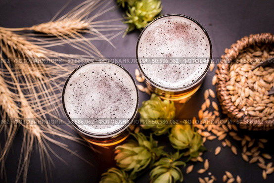 Assorted Beers in a Flight Ready for Tasting,vintage filter. Стоковое фото, агентство Ingram Publishing / Фотобанк Лори