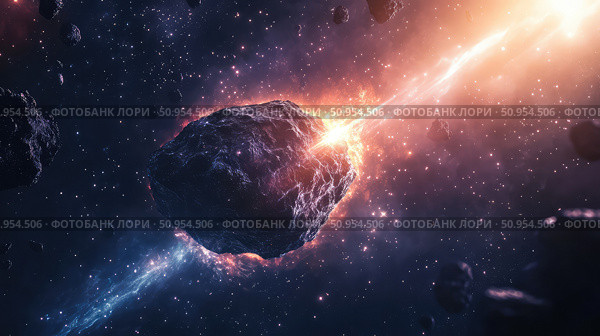 asteroid loading comet ai generated. Стоковое AI-изображение, AI-художник Vectorwin / Фотобанк Лори