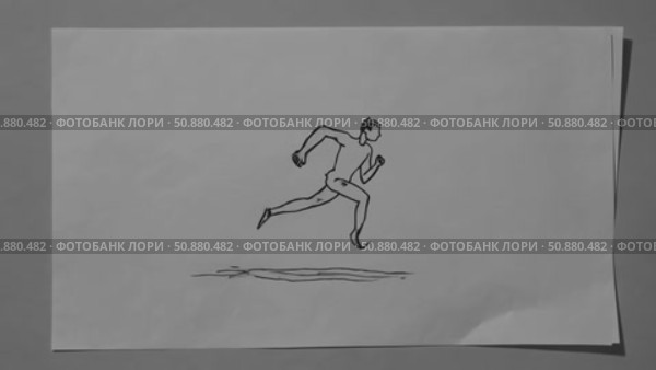 Athletic runner gripping soccer ball, dynamic pencil sketch capturing motion mid movement, hand drawn animation frame. Стоковое AI-видео, аниматор Данил Руденко / Фотобанк Лори