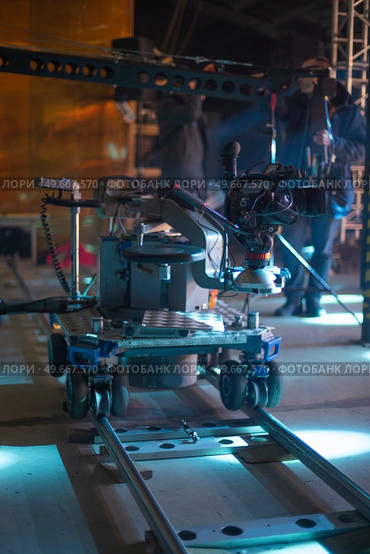 automatic cart for video shooting. TV show recording. Стоковое фото, агентство Ingram Publishing / Фотобанк Лори