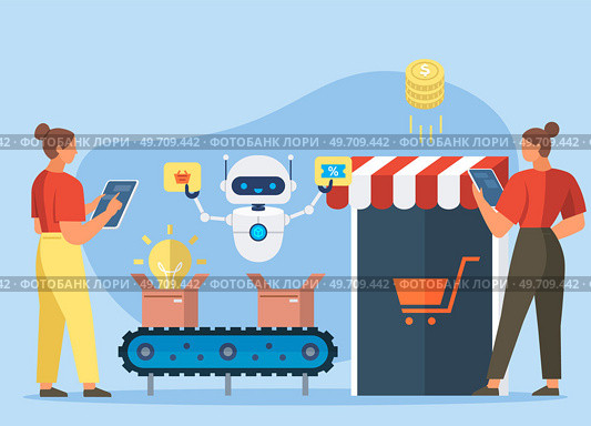 Automation business. Vector illustration. Reach target audience with content generation for online platform Modern logistics center Machine learning line Smart home controlled Mechanical technology. Modern logistics center Machine learning line Smart home controlled Mechanical technology. Стоковая иллюстрация, агентство Ingram Publishing / Фотобанк Лори