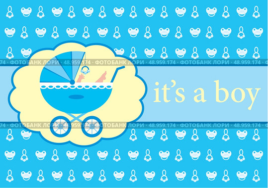 Baby boy arrival announcement card. Стоковая иллюстрация, агентство Ingram Publishing / Фотобанк Лори