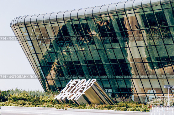 Baku, Azerbaijan, 29 August 2016, Exterior Heydar Aliyev International Airport. Редакционное фото, фотограф Spirit River / Фотобанк Лори