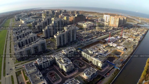 Балтийская жемчужина, новостройки, район Петербурга, аэросъемка (2015 год). Редакционное видео, видеограф Всеволод / Фотобанк Лори