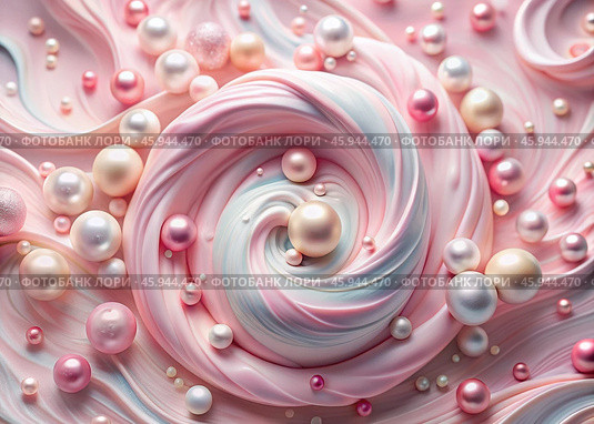 Banner, flyer. Abstract, dreamy, watercolor background with waves, streaks, liquid streams of pastel pink and pearls. Стоковое AI-изображение, AI-художник Photojuli / Фотобанк Лори