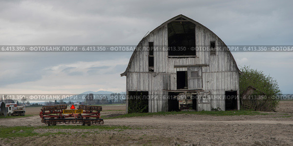 Barn in a field, Mount Vernon, Skagit County, Washington State, USA. Стоковое фото, агентство Ingram Publishing / Фотобанк Лори