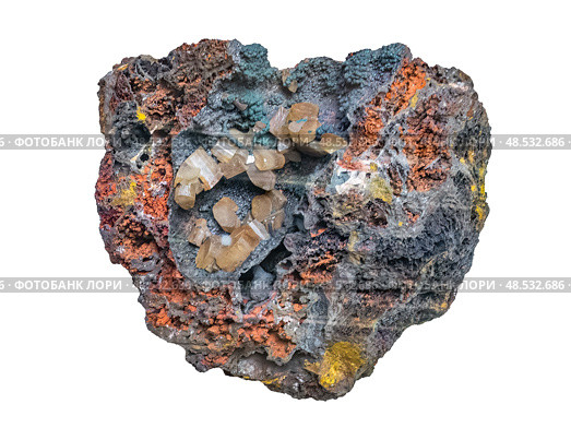 Baryte or barite is a mineral consisting of barium sulfate. Baryte crystals in rock formation. Стоковое фото, фотограф Константин Григорьев / Фотобанк Лори