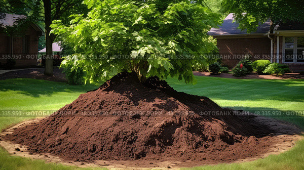 base mulch around tree ai generated. Стоковое AI-изображение, AI-художник Vectorwin / Фотобанк Лори