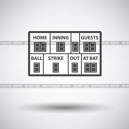 Baseball scoreboard icon on gray background, round shadow. Vector illustration. Стоковая иллюстрация, агентство Ingram Publishing / Фотобанк Лори