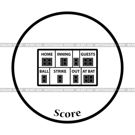 Baseball scoreboard icon. Thin circle design. Vector illustration. Стоковая иллюстрация, агентство Ingram Publishing / Фотобанк Лори