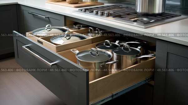 baskets kitchen organizing ai generated. Стоковое AI-изображение, AI-художник Vectorwin / Фотобанк Лори