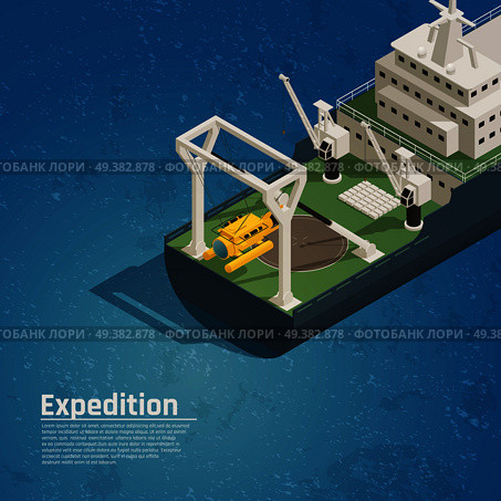 Bathyscaphe diving equipment for underwater exploration tests discoveries on board expedition ocean vessel isometric composition vector illustration  . Diving Equipment On-Board Isometric. Стоковая иллюстрация, агентство Ingram Publishing / Фотобанк Лори