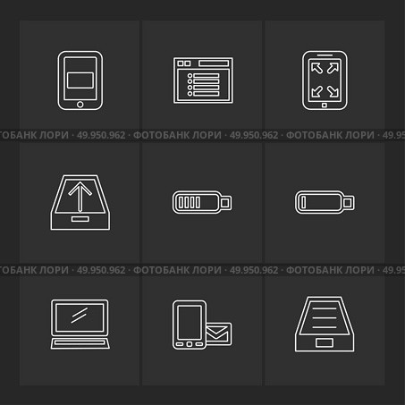 battery , wifi , network , infrared , signals , web , user interface , usb , battery cells , mobile , uploading , downloading , internet , icon, vector, design,  flat,  collection, style, creative,  icons. Стоковая иллюстрация, агентство Ingram Publishing / Фотобанк Лори