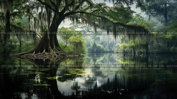 bayou swamp tree ai generated. Стоковое AI-изображение, AI-художник Vectorwin / Фотобанк Лори