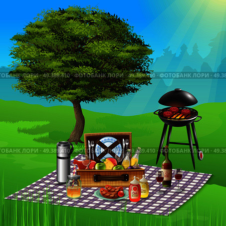 BBQ Realistic Illustration. Стоковая иллюстрация, агентство Ingram Publishing / Фотобанк Лори